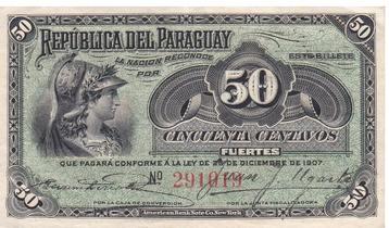 Paraguay, 50 centavos, 1907, XF