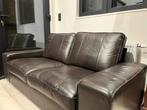 Lederen 2 bank met voetenbank, Huis en Inrichting, Zetels | Zetels, Ophalen, Tweepersoons, Zo goed als nieuw, Rechte bank
