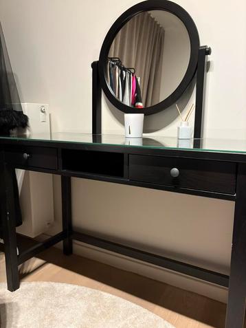 Coiffeuse en bois noir avec miroir, Enlèvement ou Envoi, Comme neuf, Bois
