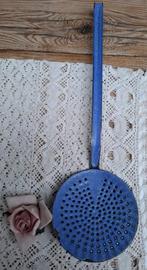 Oude Franse brocante gemeleerde blauwe schuimspaan, Ophalen of Verzenden