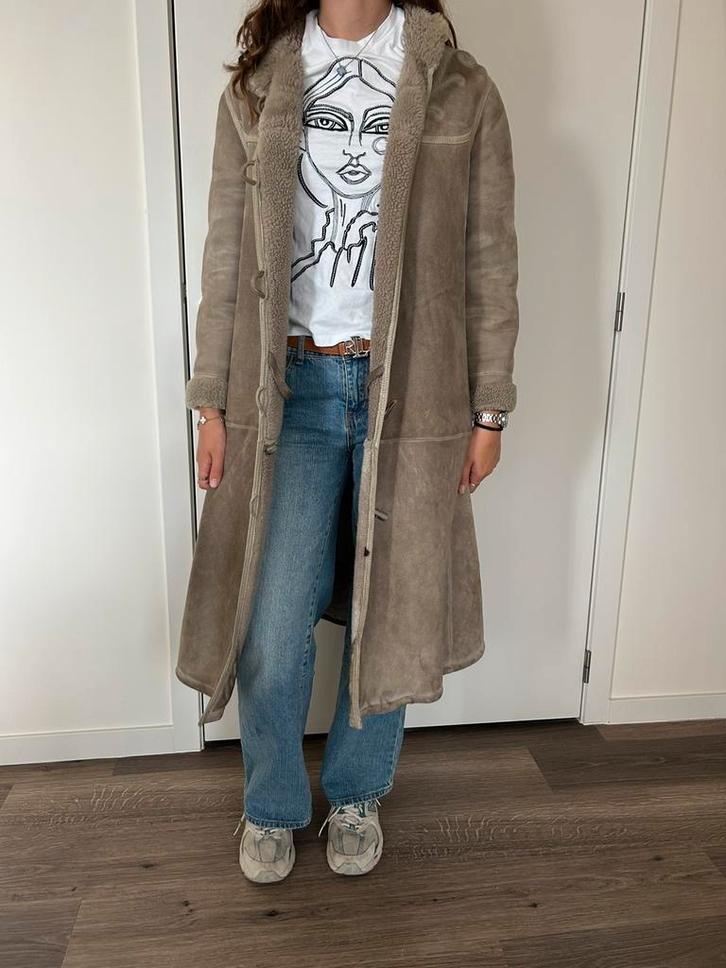 Jas mouton retourné, Kleding | Dames, Jassen | Winter, Zo goed als nieuw, Maat 42/44 (L), Ophalen of Verzenden