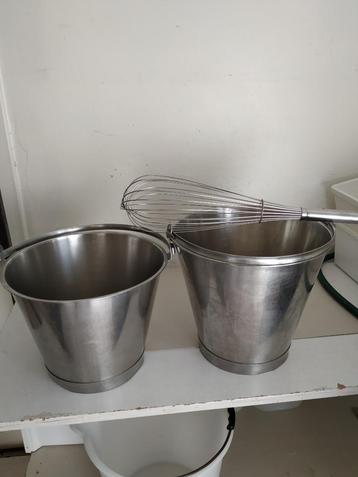 RVS emmers ,  klopper , pollepels, kannetjes, crèmetangen, Enlèvement, Utilisé, Inox