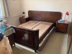 Houten Bed (jaren 50), Huis en Inrichting, Ophalen, Gebruikt, Bruin, Tweepersoons
