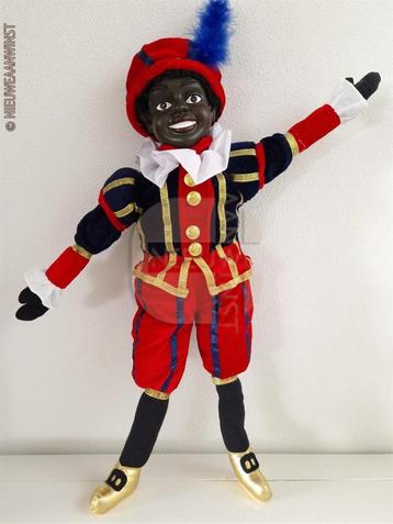Authentieke V&D etalage zwarte Piet pop - 60cm, rood/blauw beschikbaar voor biedingen