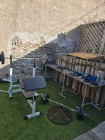 fitness set halter - bank - gewichten, Aluminium, Centrale électrique, Enlèvement, Utilisé