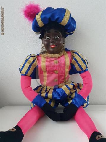 Authentieke V&D etalage zwarte Piet pop - 75cm, roze/blauw beschikbaar voor biedingen
