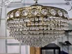 Vintage kristallen kroonluchter in messing, Ophalen, Gebruikt, Metaal, Vintage