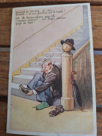 Oude humoristische postkaart. beschikbaar voor biedingen