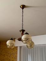 Vintage hanglamp – 3-arm – glas met gouden accenten, Antiek en Kunst, Ophalen