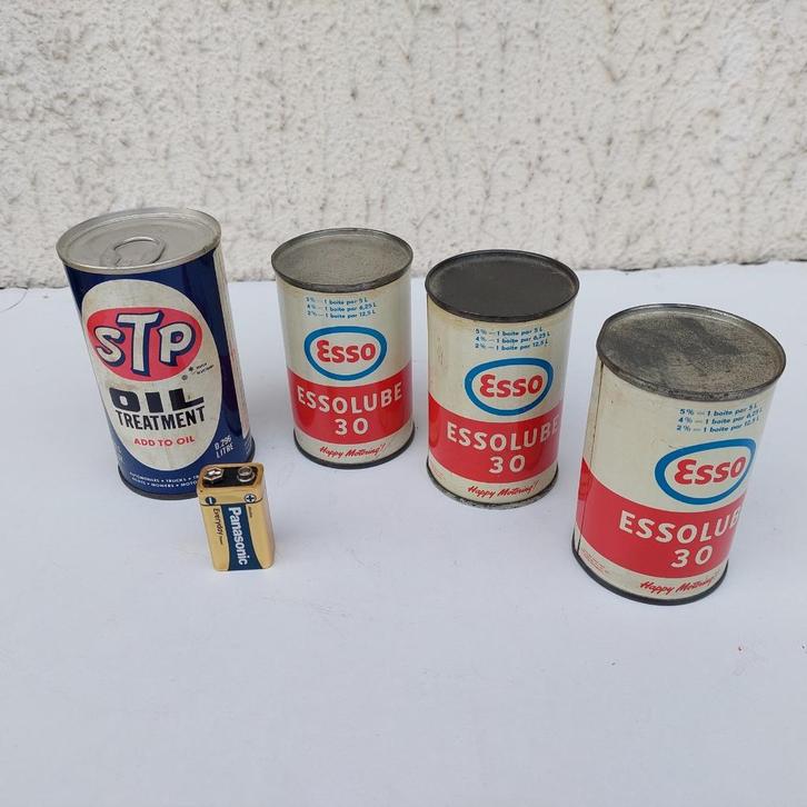 LOT KAN VOL OLIEDOOS ESSO STP USA 1/4 L, Verzamelen, Merken en Reclamevoorwerpen, Gebruikt, Gebruiksvoorwerp, Ophalen of Verzenden
