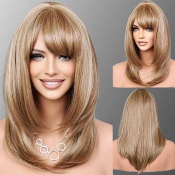 Pruik schouderlang steil haar model Lollipop blondmix kleur  beschikbaar voor biedingen
