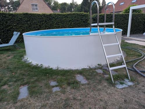 Metalen zwembad happy pool 4,5 diameter, Tuin en Terras, Zwembaden, Gebruikt, Inbouwzwembad, 120 cm of meer, 400 cm of meer, 300 cm of meer