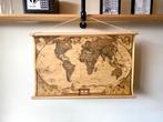 Vintage Wereldkaart - Schoolplaat - Landkaart - Retro Atlas, Antiek en Kunst, Antiek | Schoolplaten, Ophalen of Verzenden, Aardrijkskunde