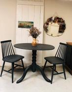 Ancienne table de vigneron et 2 chaises bistrot, Comme neuf, 50 à 100 cm, Ovale