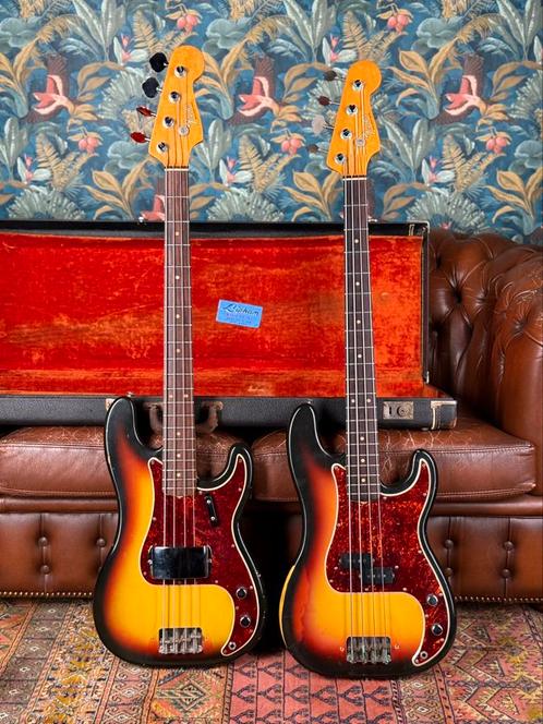 2x 1966 Fender P-Bass, Muziek en Instrumenten, Snaarinstrumenten | Gitaren | Bas, Gebruikt, Elektrisch, Ophalen