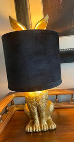Tafellamp konijn goud met zwart velours kap., Maison & Meubles, Lampes | Lampes de table, Comme neuf, Enlèvement