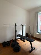 Corenght fitness bank + 80kg schijven (gietijzer) + halters, Sport en Fitness, Fitnessmaterialen, Ophalen, Gebruikt, Benen, Fitnessbank