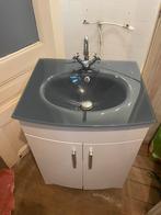 Meuble SDB avec vasque en verre et robinet, Meuble lavabo, Enlèvement, Utilisé, 50 à 100 cm