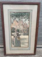 Gravure aquarelle signe Amédée lynen, Antiquités & Art, Enlèvement ou Envoi