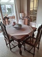 Antieke Mechelse eettafel + 6 stoelen, Ophalen, Gebruikt