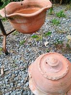 metalen statief met 2 antieke terracotta hangpotten, Ophalen, Gebruikt, Tuin, Rond