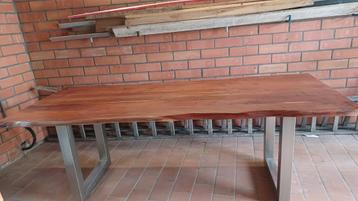 plateau en chêne, structure en métal, Maison & Meubles, Tables | Tables à manger, Enlèvement, Comme neuf
