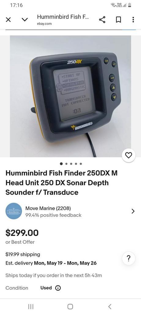 HUMMINBIRD FISH FINDER 250 DX M SONAR, Watersport en Boten, Navigatiemiddelen en Scheepselektronica, Zo goed als nieuw, Ophalen