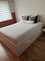 Ikea brimnes 160x200 met lattenbodem, Huis en Inrichting, Ophalen, Wit, Tweepersoons, Zo goed als nieuw