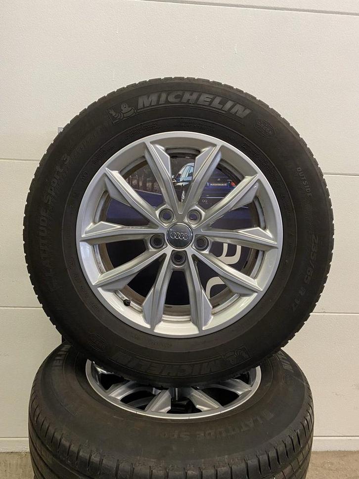 #250 A Audi Q5 org Audi LM velgenset + Zomerbanden 6MM, Auto-onderdelen, Banden en Velgen, Banden en Velgen, Zomerbanden, 17 inch