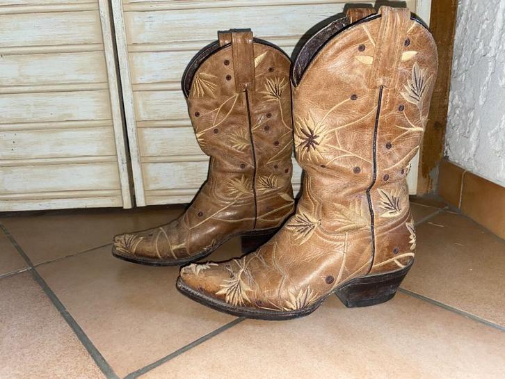 Caborca Boots 38/38.5 Camelkleur leren geborduurd G st, Kleding | Dames, Schoenen, Gedragen, Lage of Enkellaarzen, Beige, Verzenden