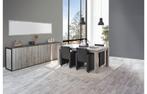 Complete moderne eetplaats: kasten, tafel & 6 stoelen, ..., Ophalen, Zo goed als nieuw, Modern met zwart metalen frame, 4 tot 6 stoelen