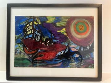 Kleurrijk abstract schilderij, gesigneerd! beschikbaar voor biedingen