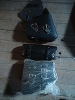 Zadeltassen en tas voor onder het stuur zwart., Motoren, Ophalen of Verzenden