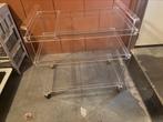 Roltafel plexi met blad in glas., Ophalen, Gebruikt