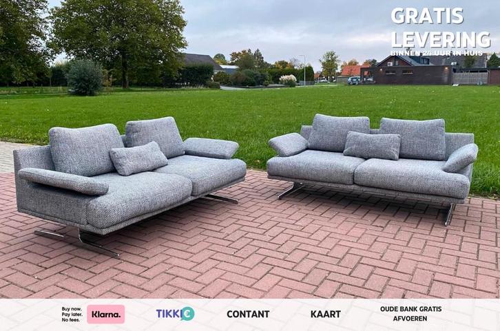 GRATIS LEVERING HEEL BE Mooi Montel Grijs Stoffen Bankstel, Huis en Inrichting, Zetels | Zetels, Zo goed als nieuw, Rechte bank