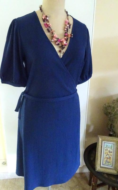 Leuke jurk, valse overslag, van WE. Large, Kleding | Dames, Jurken, Gedragen, Maat 42/44 (L), Blauw, Ophalen of Verzenden