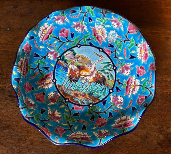 LONGWY Grande coupe en faïence Emaux de Longwy 1930 (F 3469), Antiek en Kunst, Antiek | Keramiek en Aardewerk, Ophalen of Verzenden