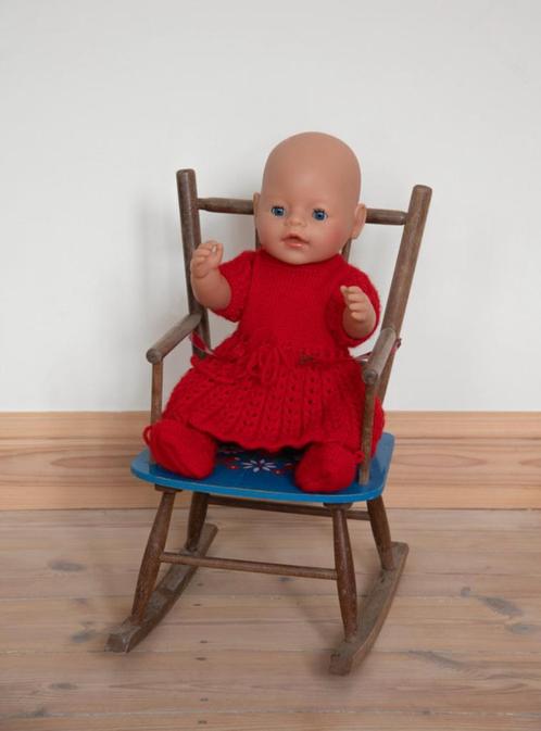 Vintage houten poppenstoel - schommelstoel, Kinderen en Baby's, Speelgoed | Poppen, Gebruikt, Babypop, Ophalen of Verzenden