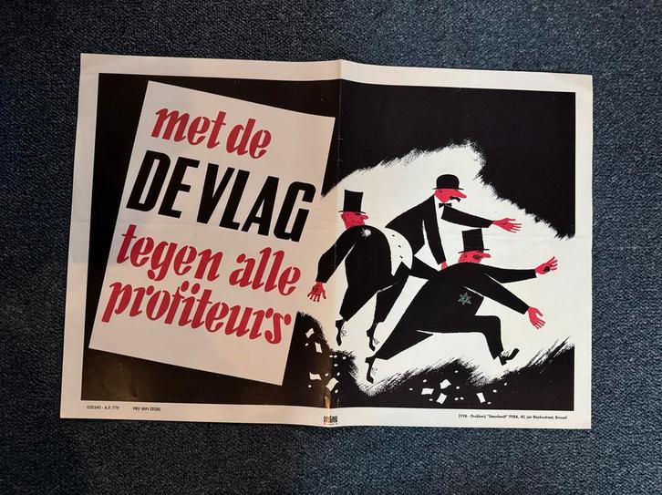 Wereldoorlog 2 - Duits/Vlaamse poster DE VLAG( repro ), Collections, Objets militaires | Seconde Guerre mondiale, Enlèvement ou Envoi