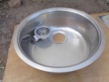 Mooie ronde Rebinox wasbak met siphon & dop beschikbaar voor biedingen