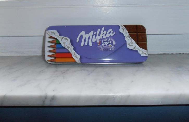Boîte à crayons en métal/Objet publicitaire – MILKA vintage, Collections, Marques & Objets publicitaires, Utilisé, Autres types