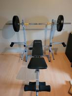 Benchpress met bar met 30kg (2 x 15kg), Sport en Fitness, Ophalen, Gebruikt