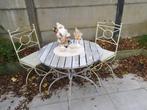 2 gietijzeren stoeltjes (+gratis tafeltje), Ophalen, Gebruikt