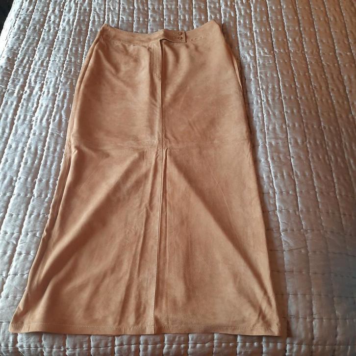 "ENATO" MAXI ROK DAIM 100% LEDER*ONGEDRAGEN*NIEUW*, Kleding | Dames, Rokken, Nieuw, Maat 36 (S), Beige, Ophalen