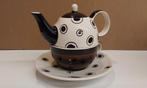 Théière peinte à la main avec sac et assiette, Enlèvement ou Envoi