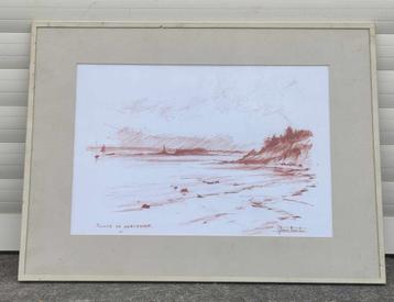 dessin sanguine pointe de kerpennir signe beschikbaar voor biedingen