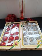 Retro Kerstballen rood zilver piek slingers, Diversen, Ophalen of Verzenden