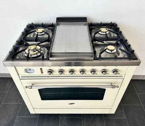 ❗Luxe Fornuis Boretti 90 cm crème + rvs 1 oven frytop, Elektronische apparatuur, Fornuizen, Zo goed als nieuw, Vrijstaand, Gas