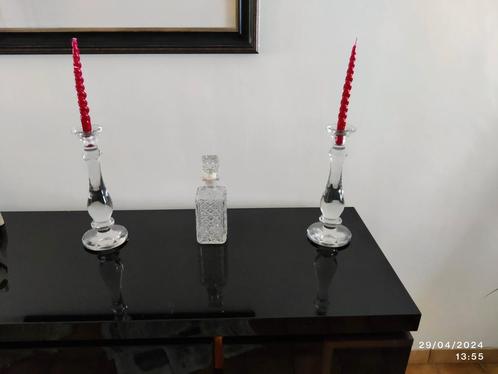 kristallen kandelaars en likeuren fles, Antiek en Kunst, Antiek | Glaswerk en Kristal, Ophalen