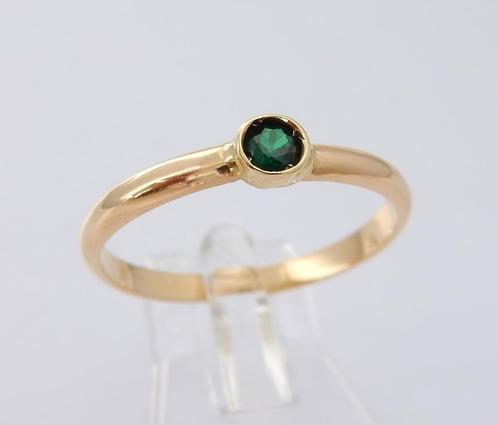 Grote 18k Gouden Solitair Ring Smaragd Damesring M18.75, Handtassen en Accessoires, Ringen, Nieuw, Dame, 19 tot 20, Goud, Goud